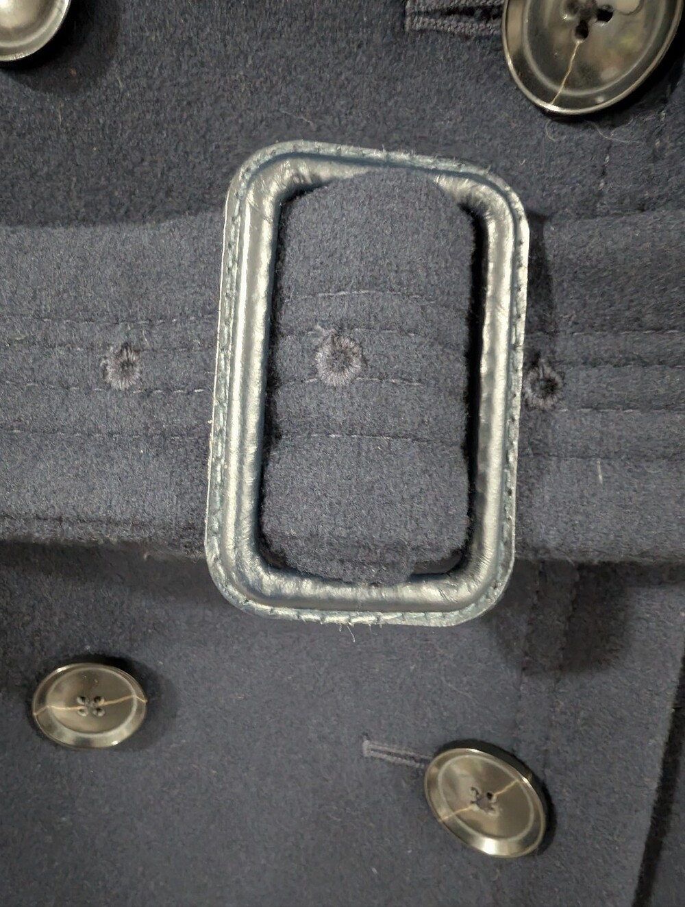 Banana Republic Navy Wool Blend Double Breasted Trench Coat Peacoat XS Petite - Picture 4 of 6
